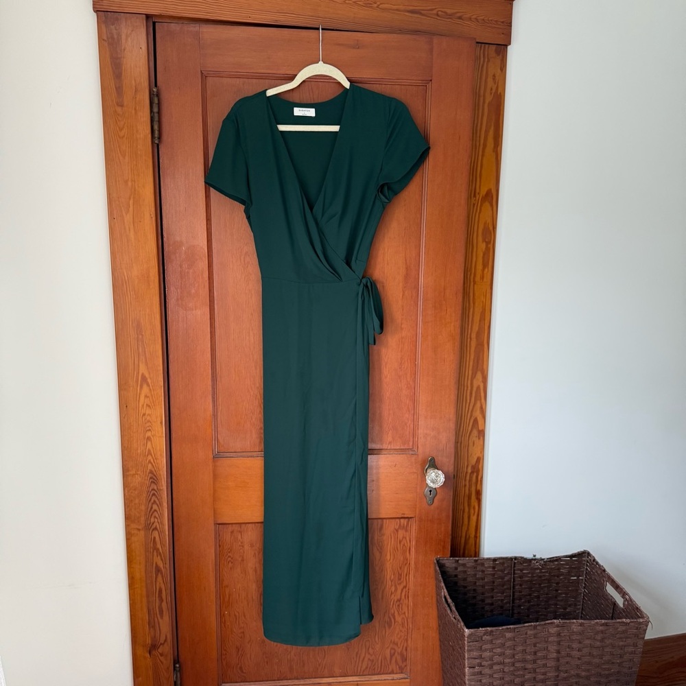 Babaton Aritzia Deep Green Long Wrap Dress